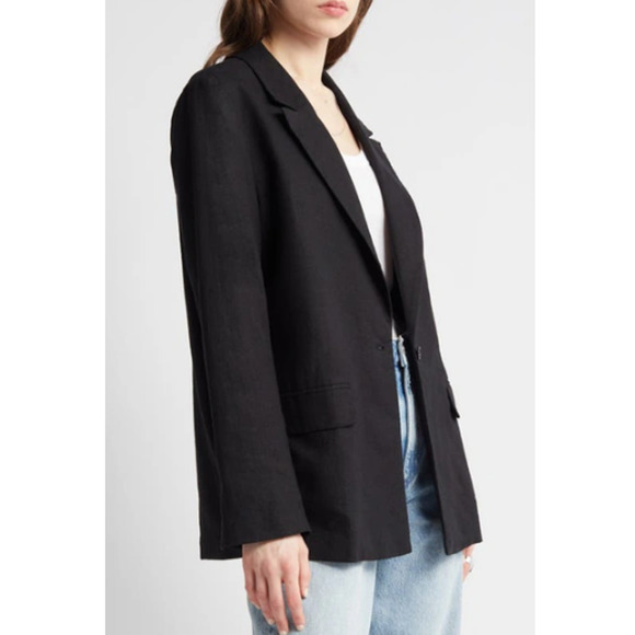NORDSTROM Treasure & Bond  Black Line/Viscose Blend Blazer Size L PERFECT - Picture 3 of 9